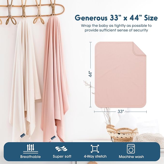 2 Pack Newborn Swaddle Blanket, Ultra Soft Stretchy Jersey Knit Extra Large - Image 3