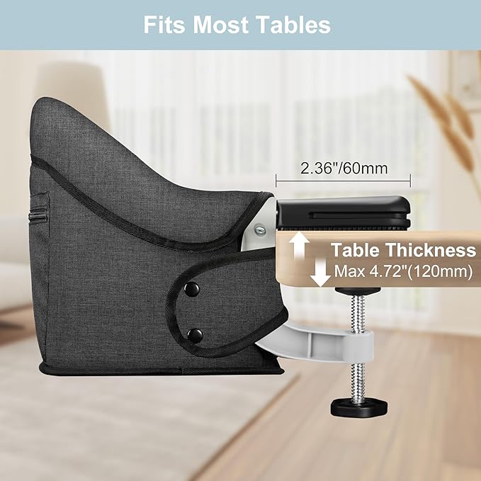 Hook On High Chair, Jozzve Baby High Chair, Portable High Chair for Travel, Foldable Fast Table Chair with Storage Bag, Baby Feeding Seat Clip On High Chair for Home and Travel (Bright Blue)