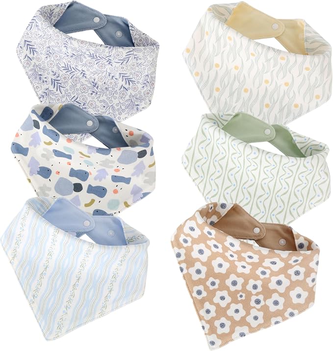 JUVA Baby Bandana Drool Bibs 6pk, Organic Cotton, Absorbent & Reversible | 100% by Unknown