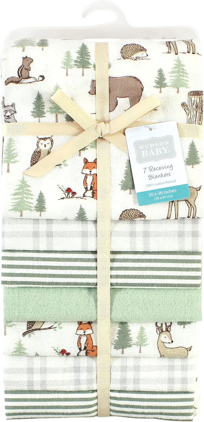 Little Treasure Hudson Baby Cotton Poly Flannel Receiving Blankets Multipack - Image 2
