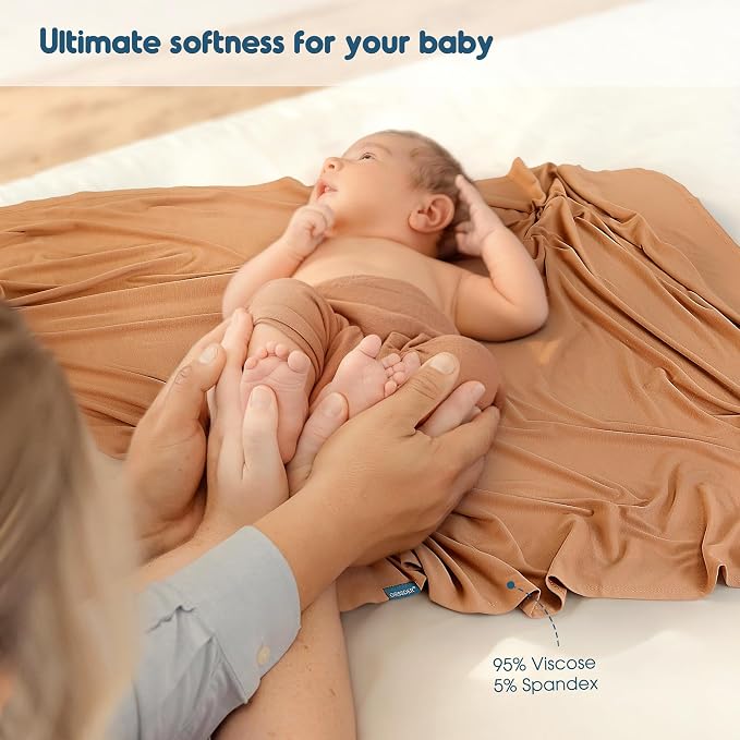 Newborn Swaddle Blanket, Ultra Soft Stretchy Jersey Knit Receiving Blankets 2 - Image 4