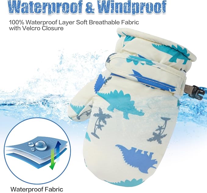 Toddler Mittens Lined Fleece Snow Gloves - Image 3