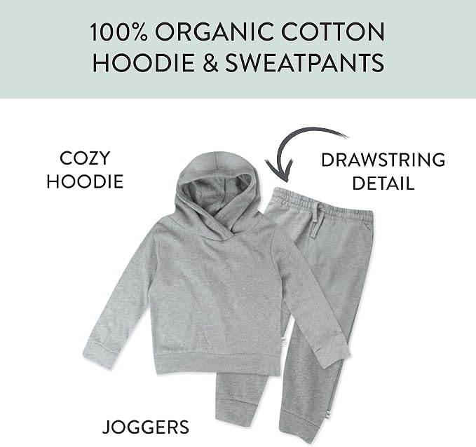 HonestBaby unisex-baby Light Weight Hoodie & Sweatpant Set 100% Organic Cotton - Image 4