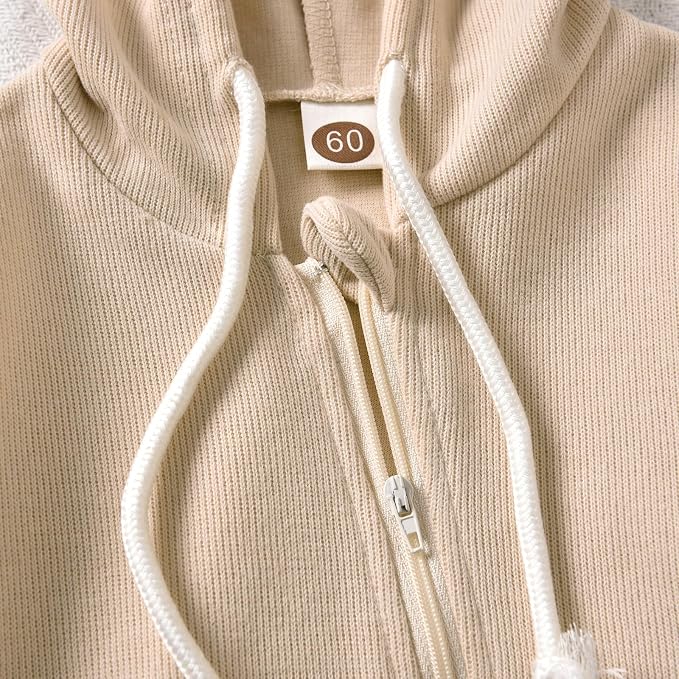 Unutiylo Unisex Baby Boys Girls Long Sleeve Infant Baby Zipper Hooded Jumpsuits - Image 7