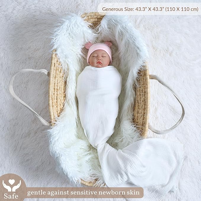 Meracorallo Muslin Swaddle Blanket, 100% Cotton Receiving Blanket - Image 2