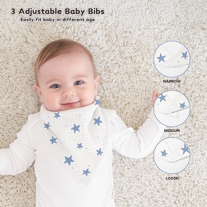 Susurration Muslin Baby Drool Bibs 6Pack Soft Triangular Adjustable Baby - Image 5