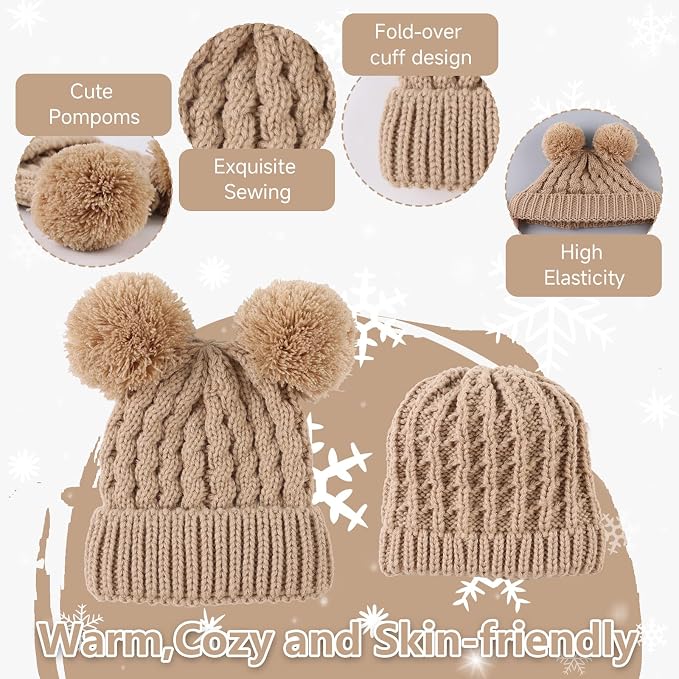 Yuoahcn Baby Girl Beanie Winter Baby Boy Hat Pom pom Warm Infant Toddler Cold - Image 4
