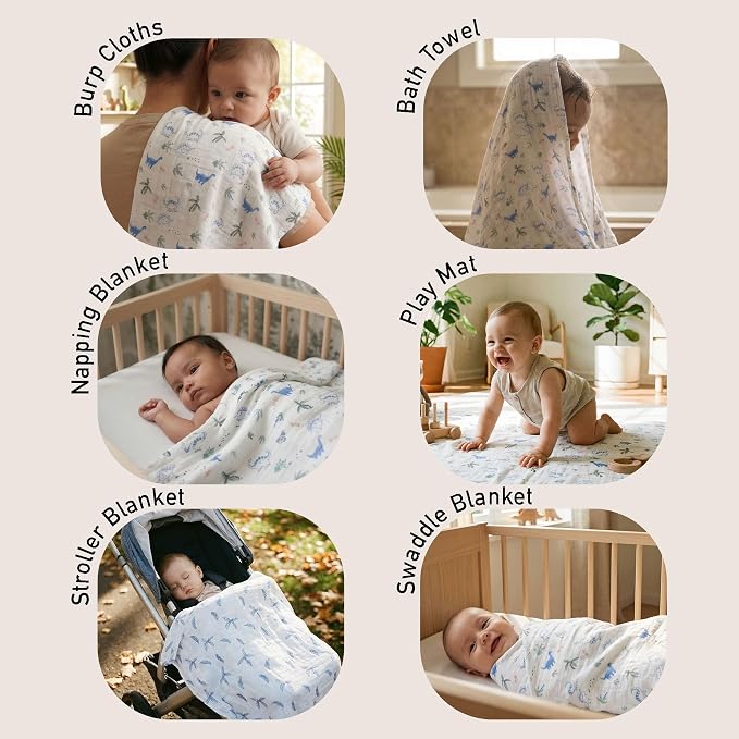 GLLQUEN BABY Muslin Swaddle Blankets 4Pk Receiving Blanket Large 35" x 40" | - Image 4