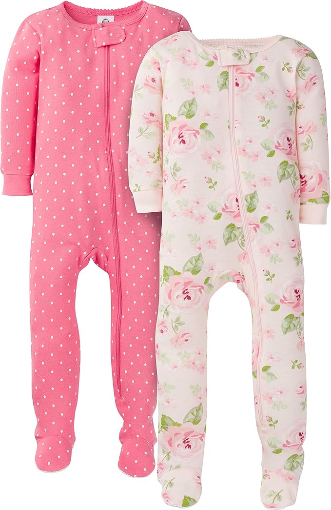 Gerber Baby Girls 2-Pack Footed Pajamas by Gerber