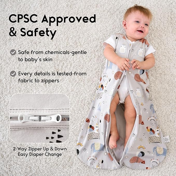 Yoofoss Baby Sleep Sack 12-18 Months 0.5 Tog Wearable Blanket for Baby, 3 Pack 100% Organic Cotton Infant Toddler Sleeping Sack 2-Way Zipper Lightweight Sleep Sack