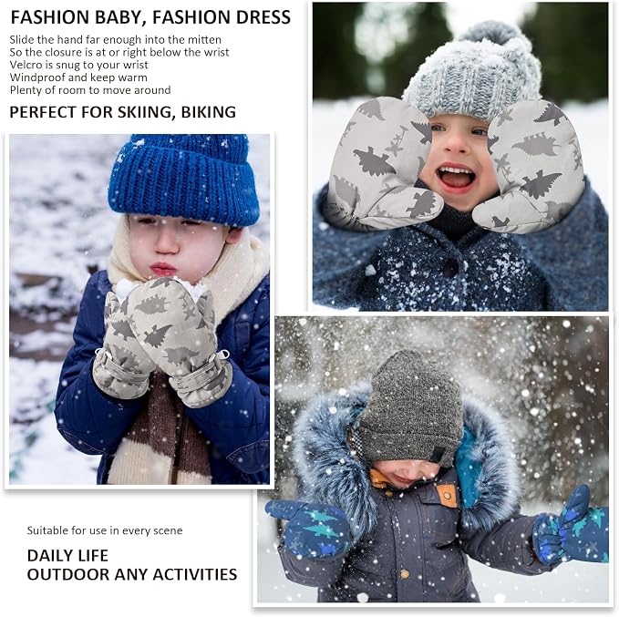 Fleece Lined Mittens for Baby Boys Girls, Baby Toddler Little Kids Winter Warm - Image 7