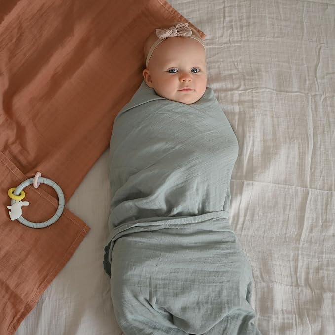POMISO Muslin Swaddle Blankets for Boys & Girls, Newborn Receiving Blankets - Image 3