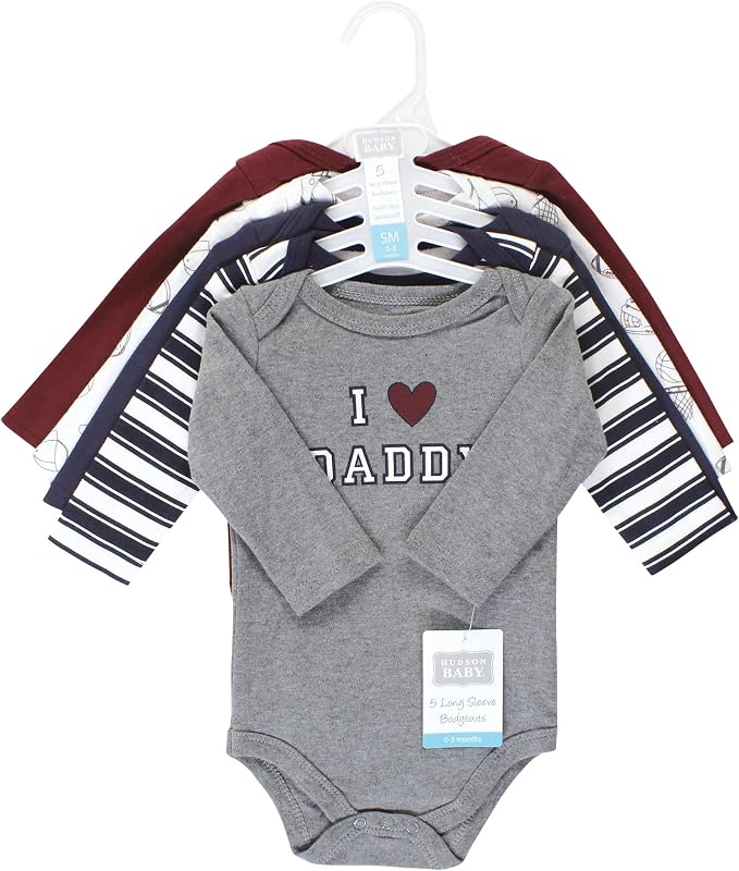 Hudson Baby baby-boys Cotton Long-sleeve Bodysuits 5-pack - Image 2