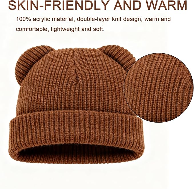 Baby Beanie Cute Toddler Winter Hat 3 Pack Soft Double Layers Knit Warm Cap - Image 2