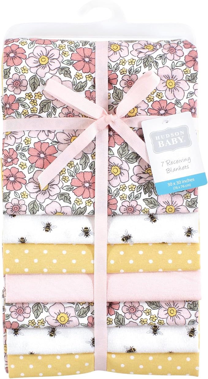 Hudson Baby Little Treasure Cotton Poly Flannel Receiving Blankets Multipack - Image 2