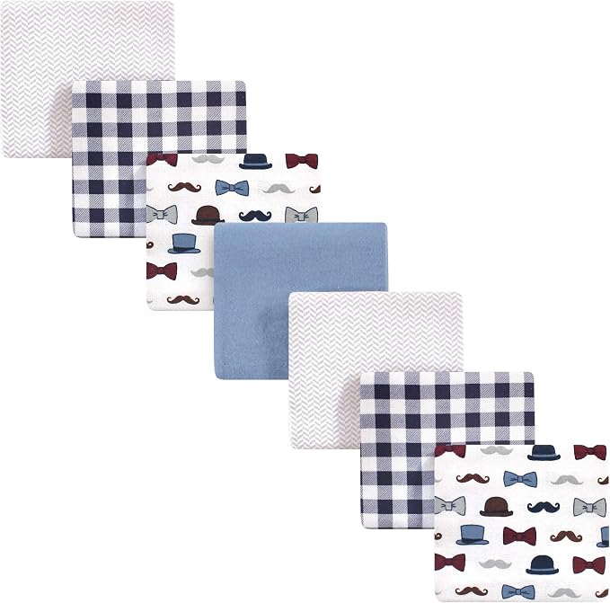 Little Treasure Unisex Baby Cotton Flannel Receiving Blankets, Handsome Fella - Image 2