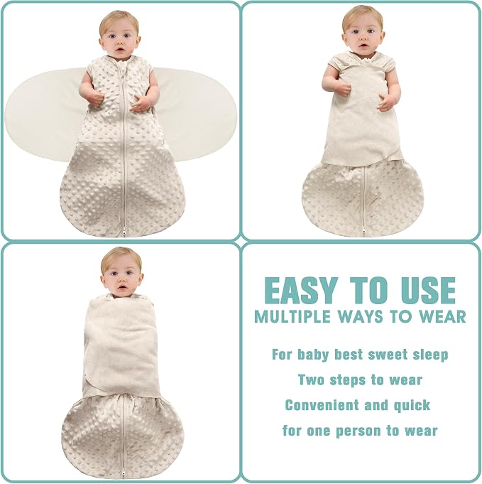BSTOPPT Newborn Sleep Sack Baby Swaddle, 0-12 Months, 3-Way Adjustable Wearable - Image 3