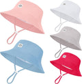 Cooraby 5 Pack Baby Sun Hat Adjustable Smile Bucket Hat Sun Protective Cap by Cooraby