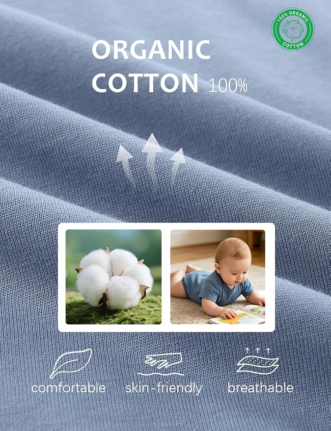 Baby Bubble Onesie Romper 100% Organic Cotton Clothes Short Sleeve Summer Solid - Image 3