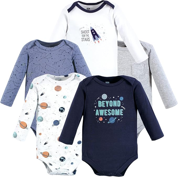 Hudson Baby baby-boys Cotton Long-sleeve Bodysuits 5-pack by HudsonBaby