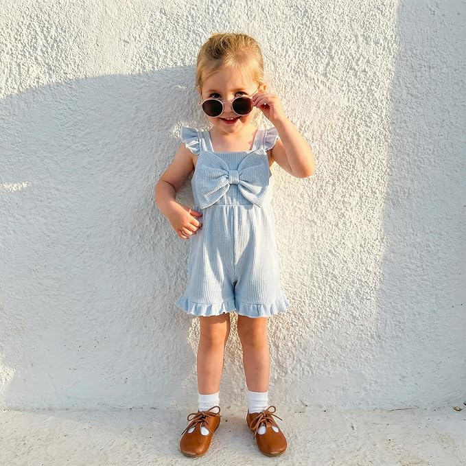 Little Girl Romper Toddler Overalls Summer Bow Jumpsuit Boho Outfit 6M-5T - Image 2