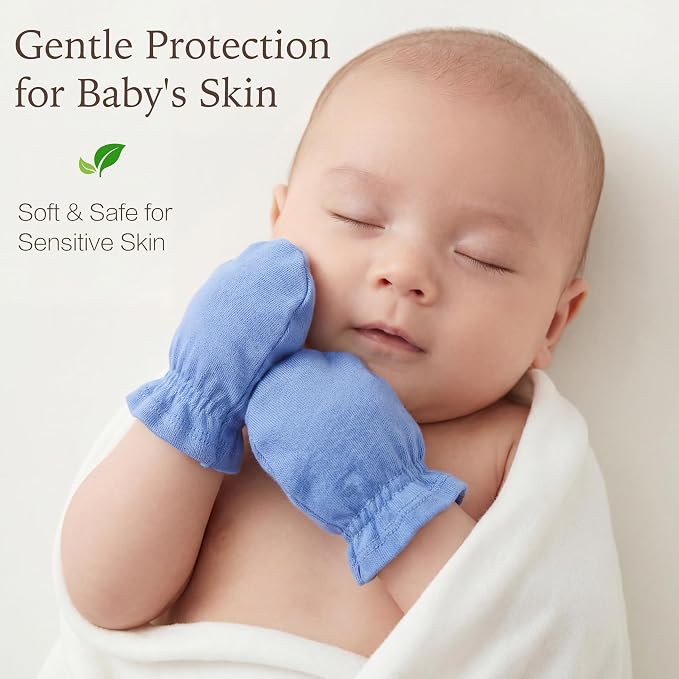 Pro Goleem Newborn Baby Mittens 100% Cotton No Scratch Soft Breathable Gloves - Image 4