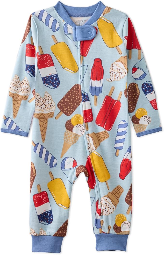 Butterblu Shadow Sleep & Play 100% Cotton Footless Two Way Zip Front PJs by Butterblu