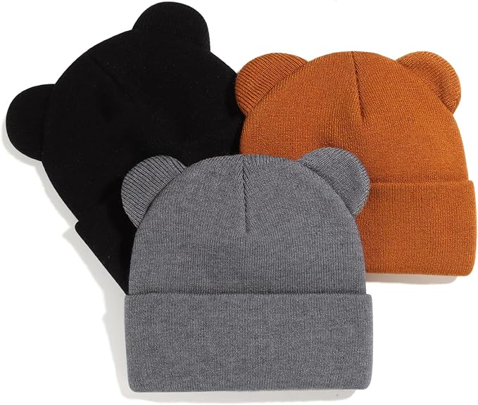 Baby Winter Beanie Hat, Kids Cute Bear Ears Soft Knit Beanie by Weradau