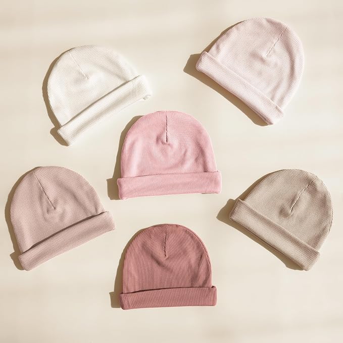 Konssy 6 Pack Baby Beanie Hats for Newborn Infant Girls Boys, 0-24 Months | - Image 6
