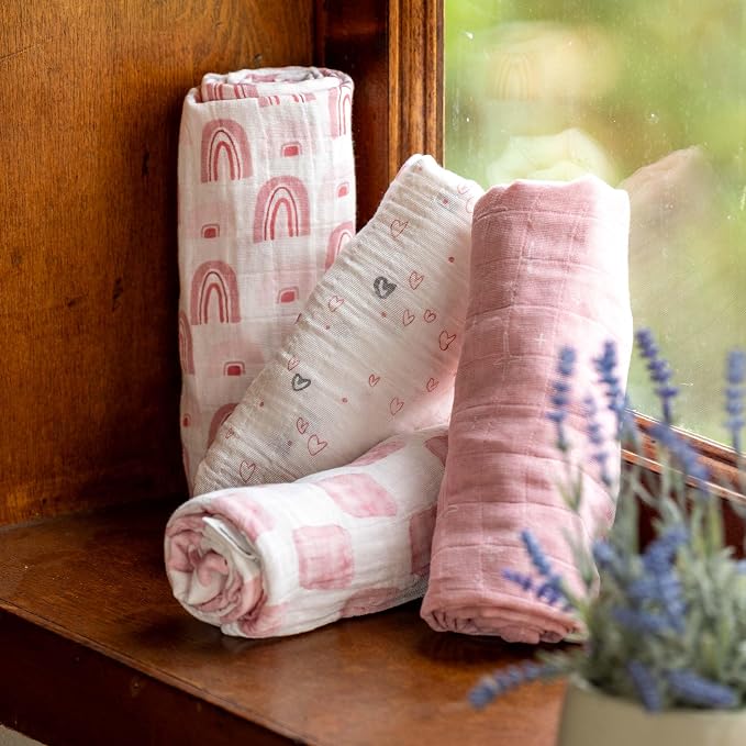 Muslin Swaddle Blankets for Newborn, Cotton Receiving Blanket | 4 Pack 100% - Image 2