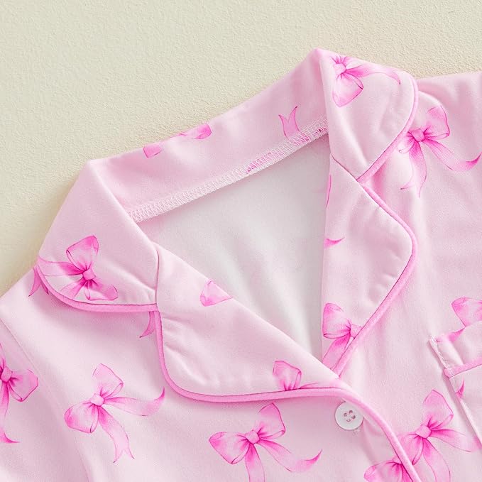 Kuriozud Toddler Baby Girl Pajamas Set Summer Floral Short Sleeve Button Down - Image 6