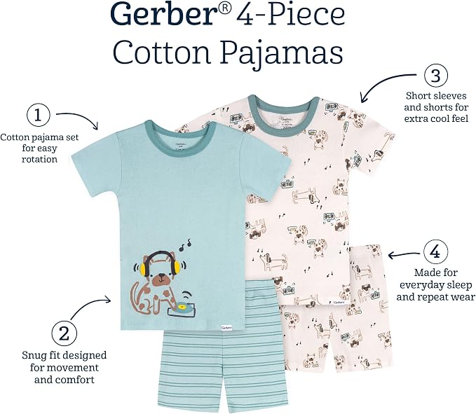Gerber Baby Boys 4 Piece Pajama Set - Image 6