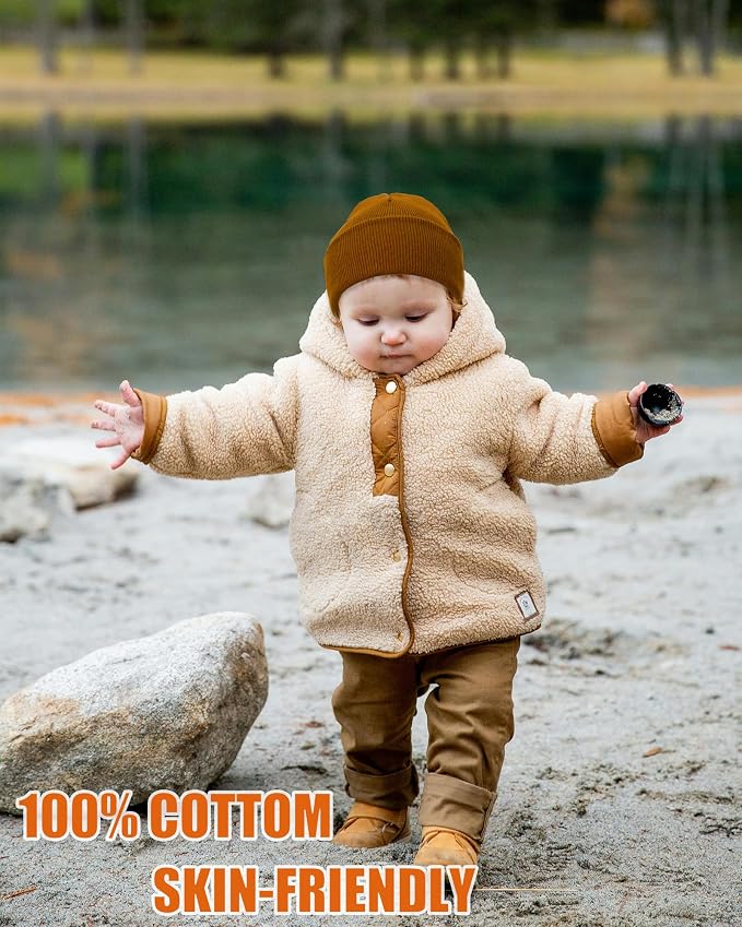 ROYBENS 100% Cotton Baby Beanie Cute Toddler Winter Hat Knit Caps Ages 0-8 | - Image 6