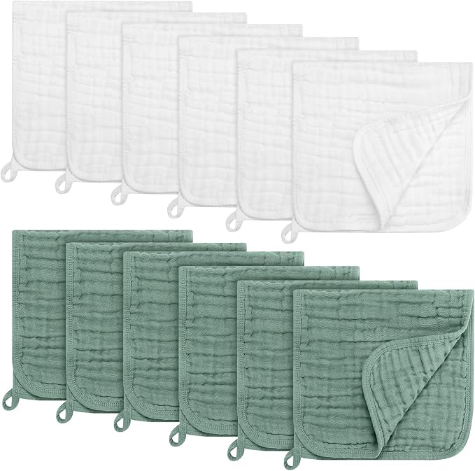 Accmor 12 Pack Muslin Burp Cloths 100% Cotton 20''x10'' Large Extra Soft and by Accmor