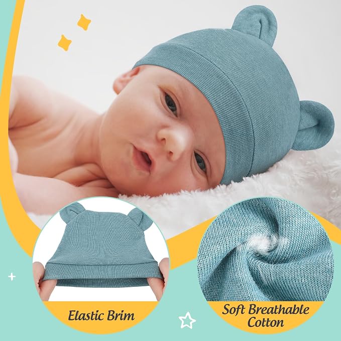 10 Pcs Preemie Hats Cotton Preemie Caps Bows Turban Premature Baby Boys Girls - Image 4