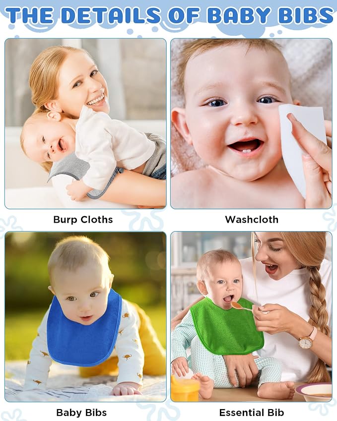 JaGely 30 Pack Baby Muslin Bandana Bibs Multicolor Solid Unisex Waterproof - Image 4
