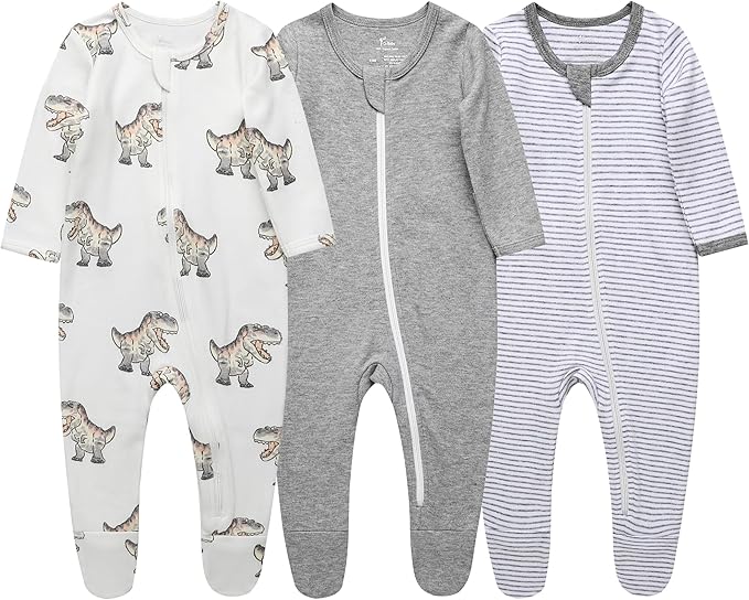 O2 BABY Baby Boys Girls Organic Cotton Zip-Front Sleeper Pajamas, Footed Sleep 'n Play