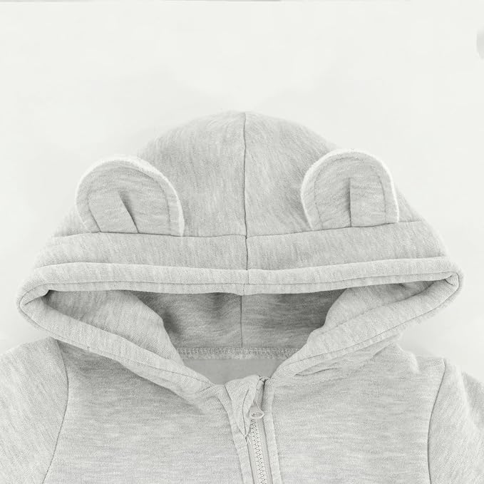 Baby Jumpsuit Hoodie Romper Zipper Long Sleeve One Piece Outfits Warm Clothes - Image 3