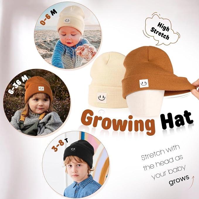 FURTALK Baby Beanie 2 Pack Toddler Winter Hat Embroidered Knit Cap Ages 0-8 | - Image 5
