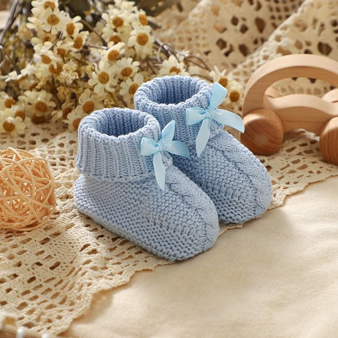 Baby Booties Newborn 100% Cotton Cozy Knit First Shoes | Soft Cute Shower Gift - Image 2