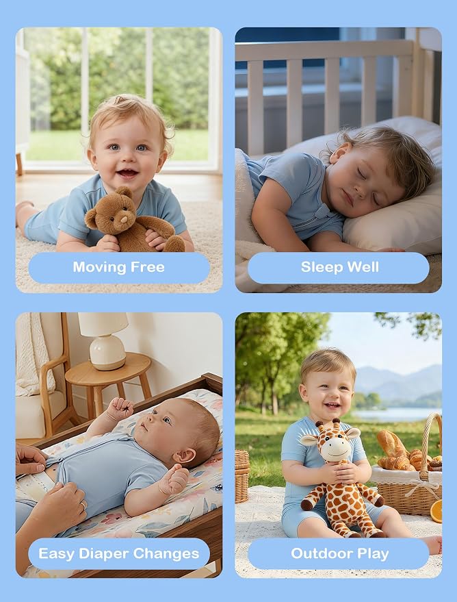 JunNeng Short Sleeve Romper, Rayon from Bamboo Baby Boy Sleeper Jumpsuit - Image 6
