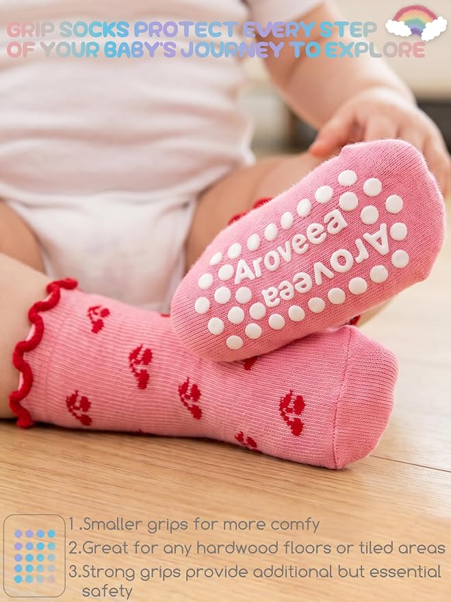 Baby Toddler Girls Socks Grip Ruffle Non Slip Kids Cotton 12 Pack Socks | - Image 4