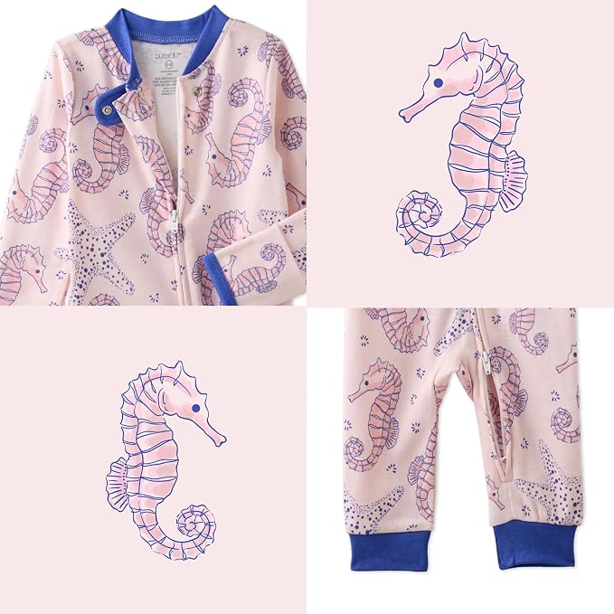 Butterblu Shadow Sleep & Play 100% Cotton Footless Two Way Zip Front PJs - Image 5