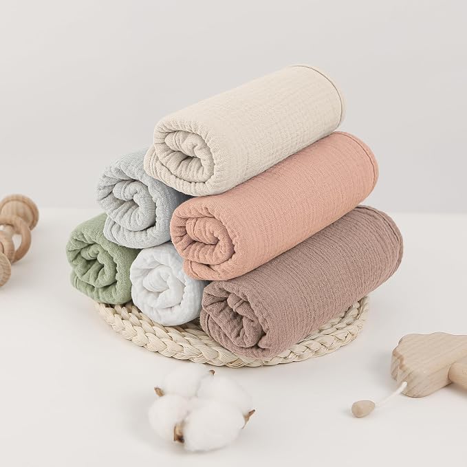 Bearmoss Muslin Burp Cloths, 100% Cotton Baby Burping Clothes, Large Extra Soft - Image 6