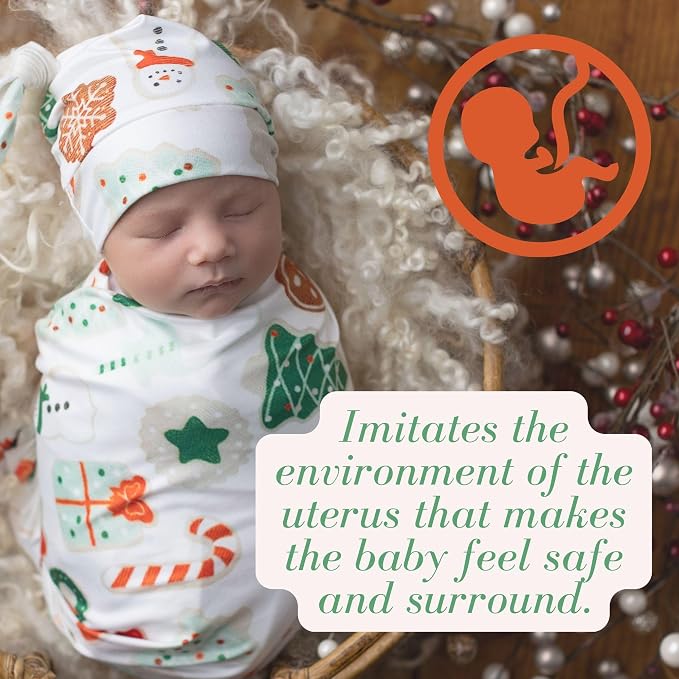 Newborn Swaddle Blanket Set, Headband and Beanie - Image 6
