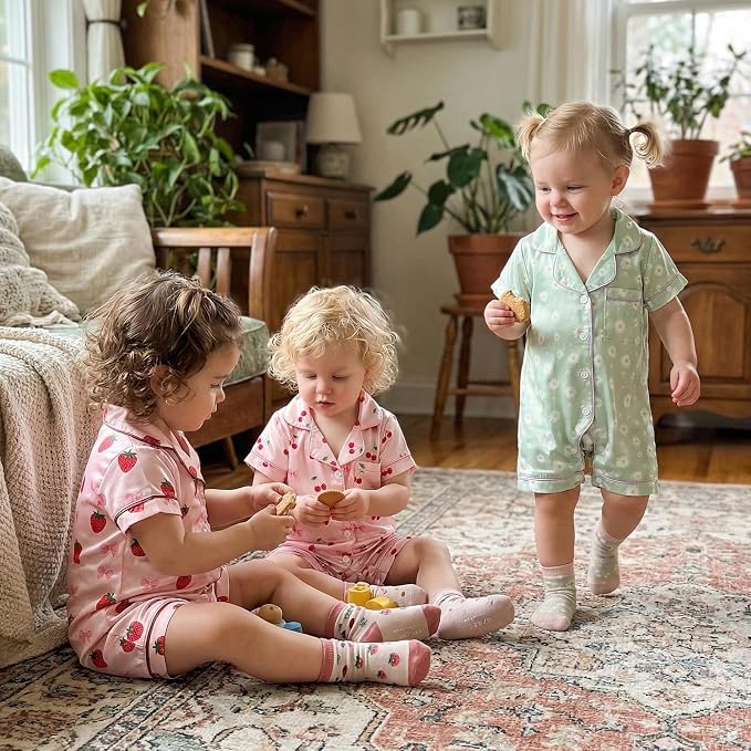Kuriozud Baby Girl Boy Romper Pajamas Onesie Short Sleeve Button Down Pjs - Image 5