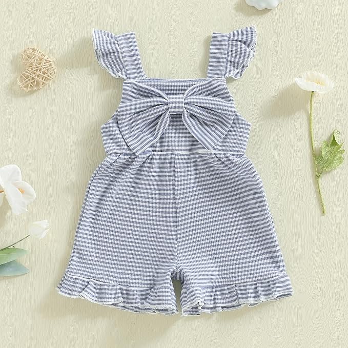 Little Girl Romper Toddler Overalls Summer Bow Jumpsuit Boho Outfit 6M-5T - Image 6