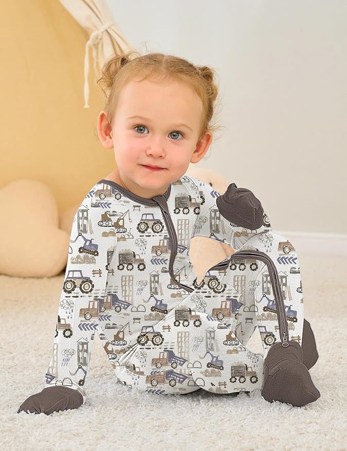 Jimonda Unisex Baby Zipper Footies Pajamas 3-Pack - Image 3