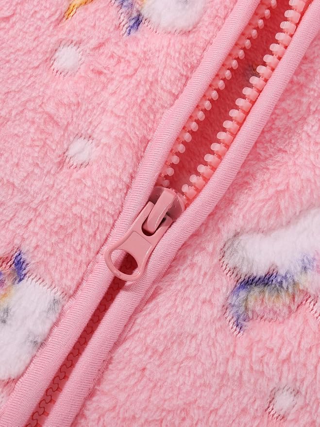 Toddler Baby Girl Fleece Jackets Fall Clothes Hooded Zip Fuzzy Coats - Image 7