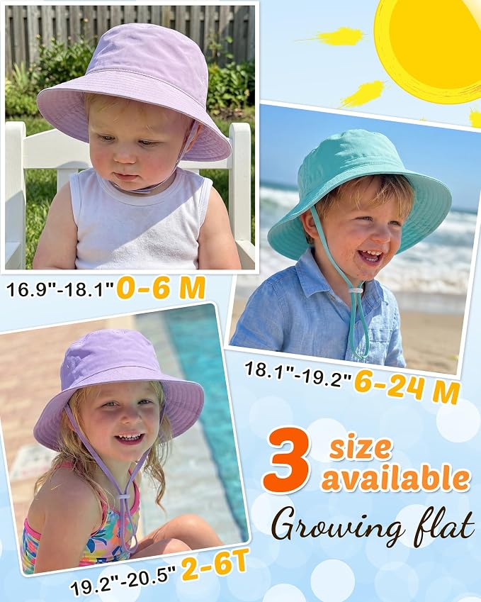 Baby Sun Hat Kids Summer Sun Protection Toddler Bucket Hat Wide Brim Adjustable - Image 3